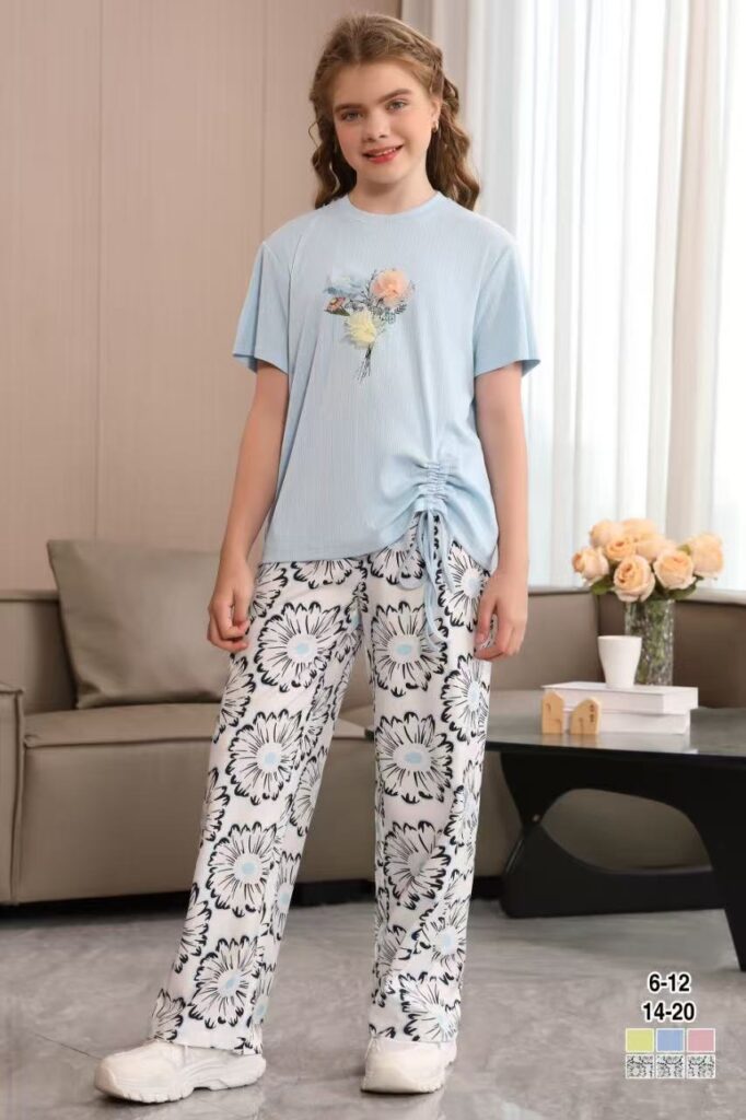 Blue Daisy Tee & Printed Pants...
