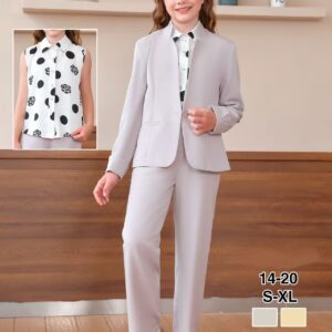Grey Blazer & Trouser Set with...