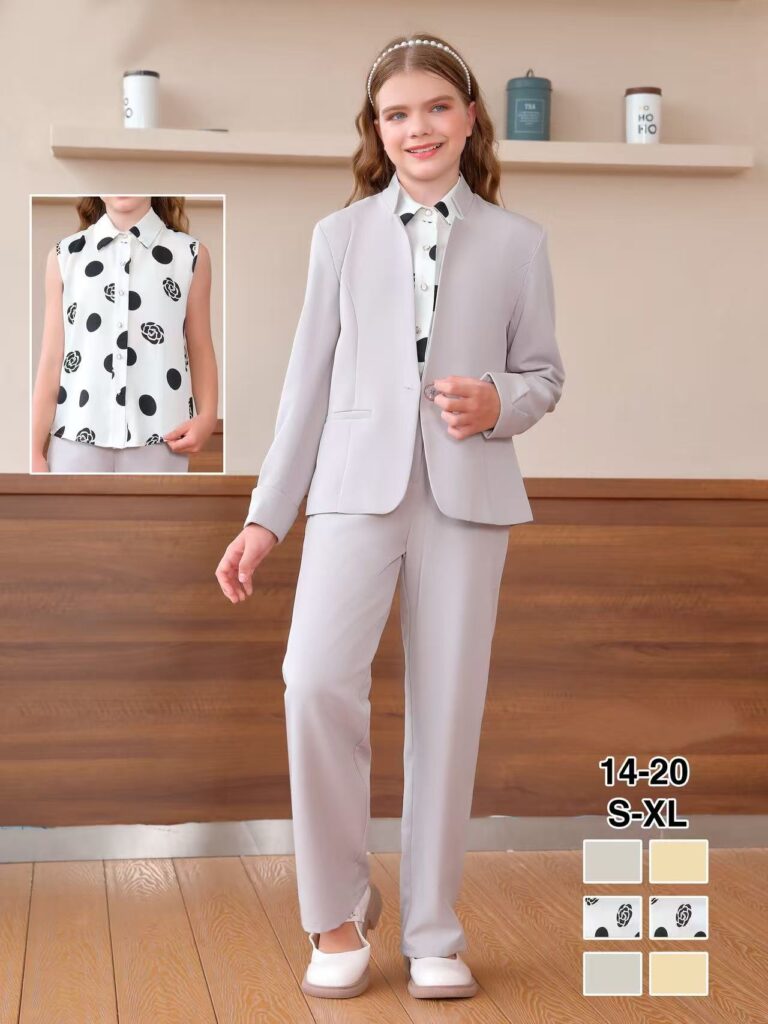 Grey Blazer & Trouser Set with...