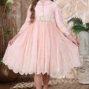 Peach Embroidered Tulle...