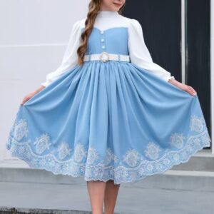 Sky Blue Eyelet Lace Party Dress